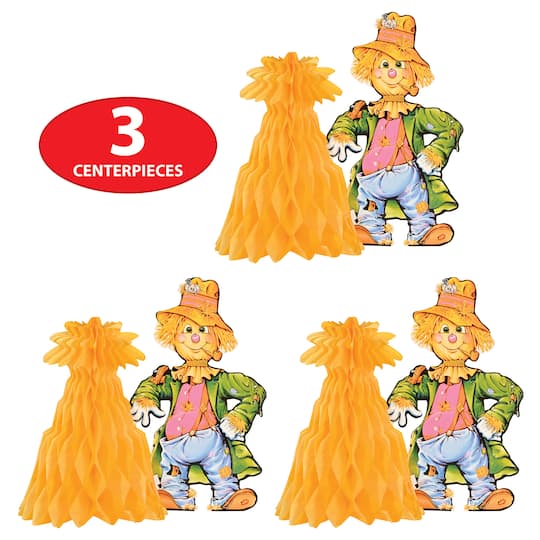 Beistle 11" Scarecrow with Tissue Cornshock Centerpiece Packs, 3ct.